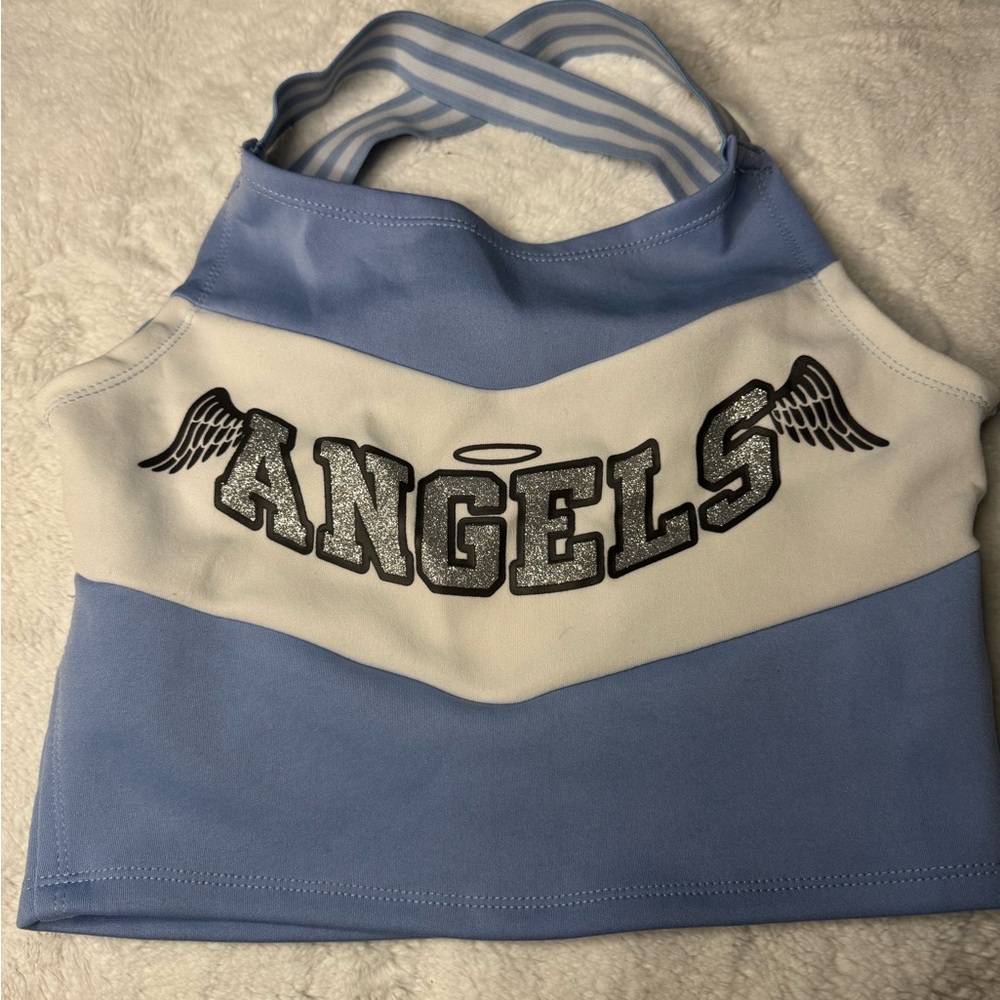 Blue and White Angels Crop Top
